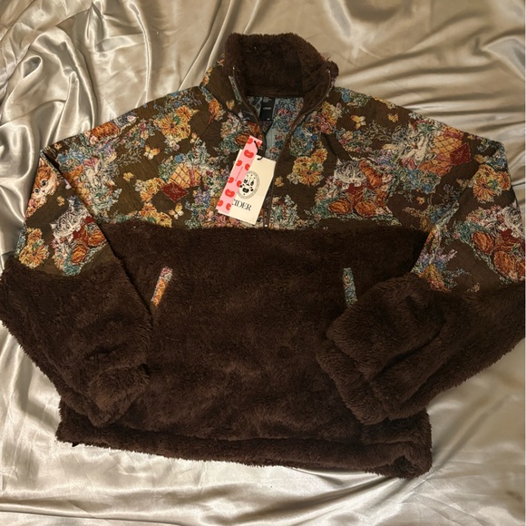 Cider Multicolor Floral Cat Three Quarter Zip X-Small NWT - Picture 1 of 5